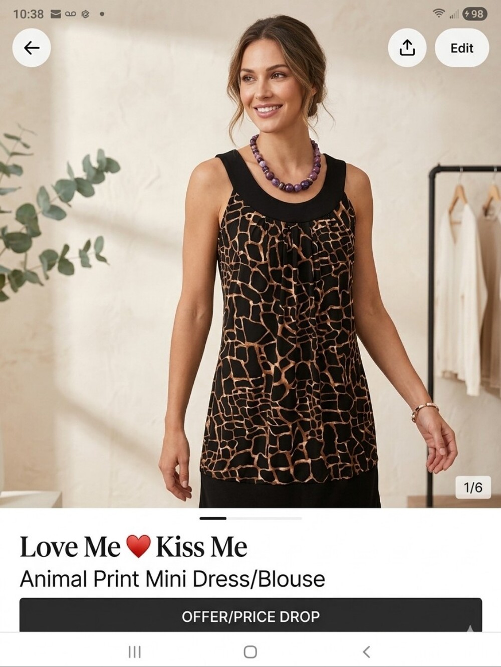 Sale Love Me ❤️Kiss Me Animal Print  Mini Dress/ Blouse